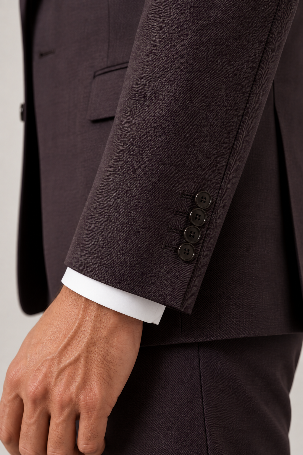 Blutailor Signature Chocolate Plum 3-Piece Handmade Half Canvas Suit
