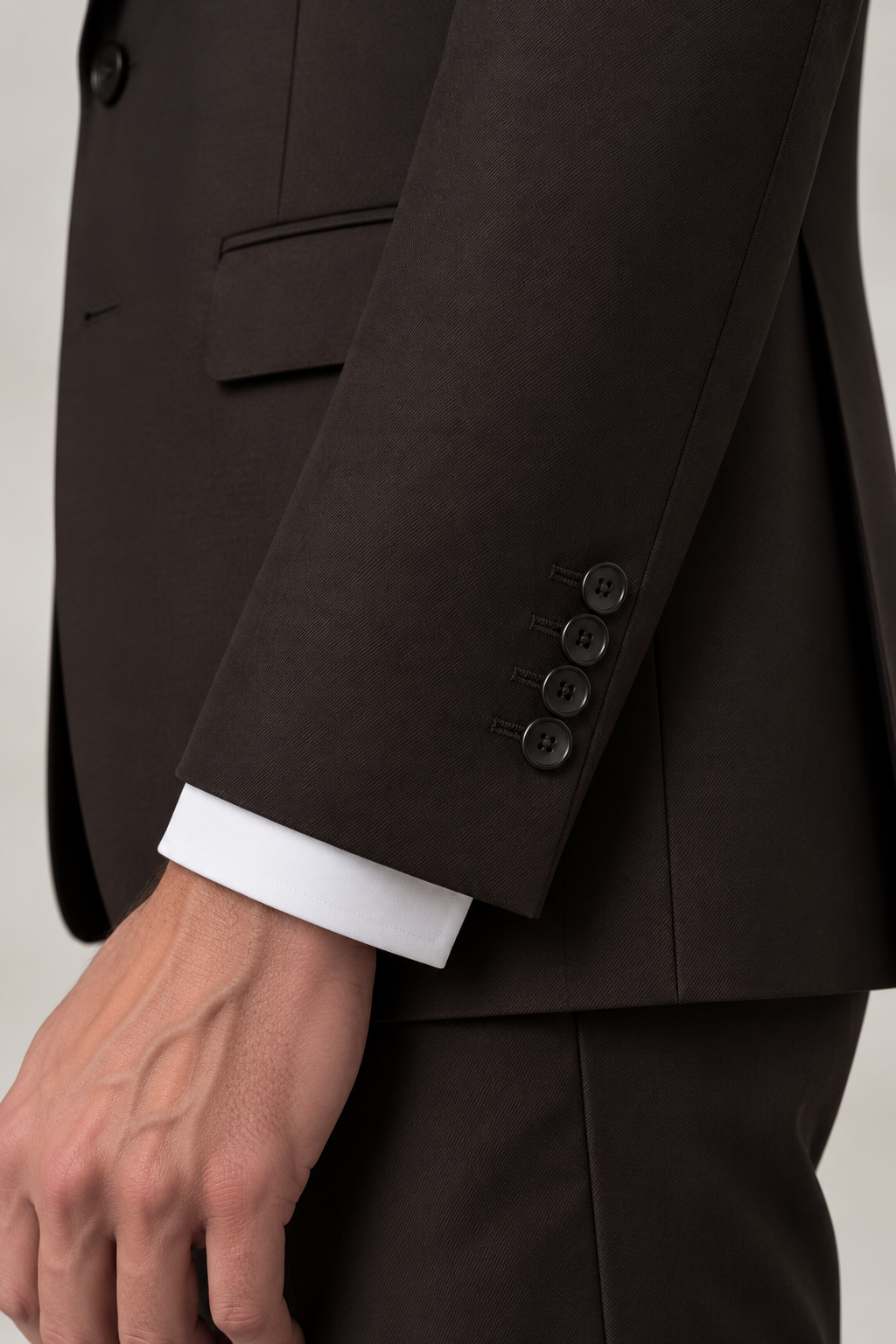 Blutailor Signature Dark Cocoa Brown 3-Piece Handmade Half Canvas Suit