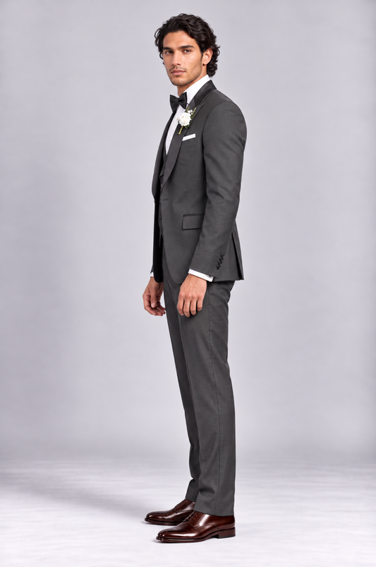charcoal gray tuxedo suit by blutailor