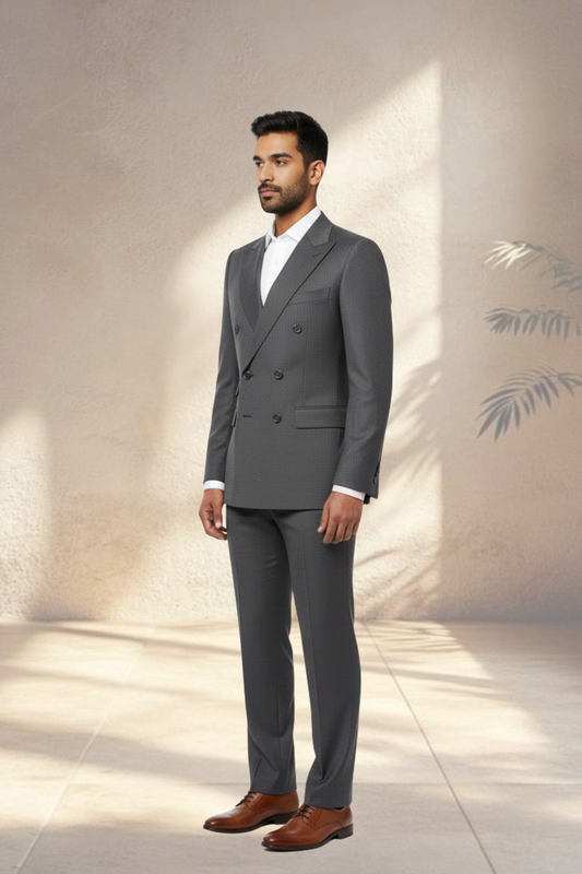 2 Piece Double Breasted Charcoal Grey