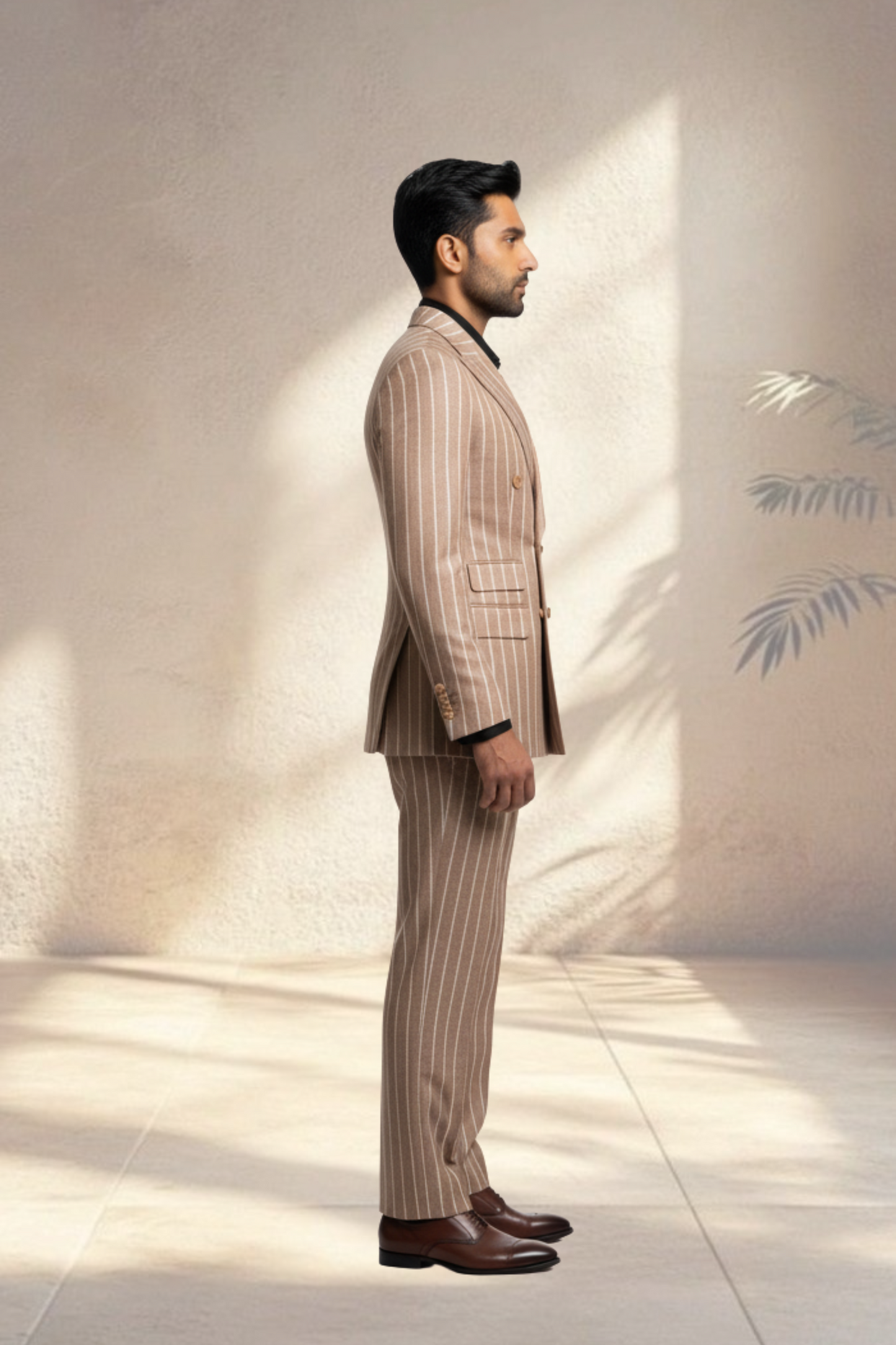 2 Piece Double Breasted Peach Pin Stripe Suit