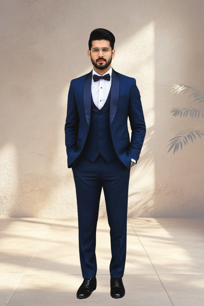Midnight Blue 3-Piece Tuxedo Suit for Men – Formal Wear