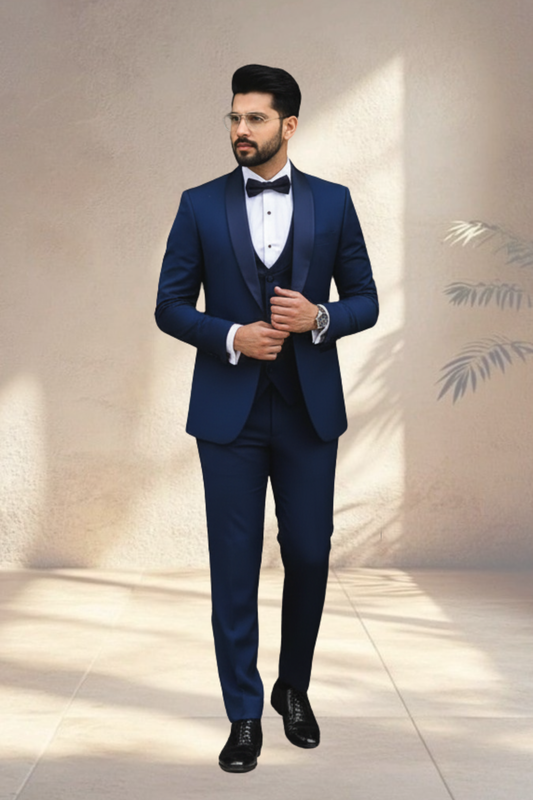Midnight Blue 3-Piece Tuxedo Suit for Men – Formal Wear