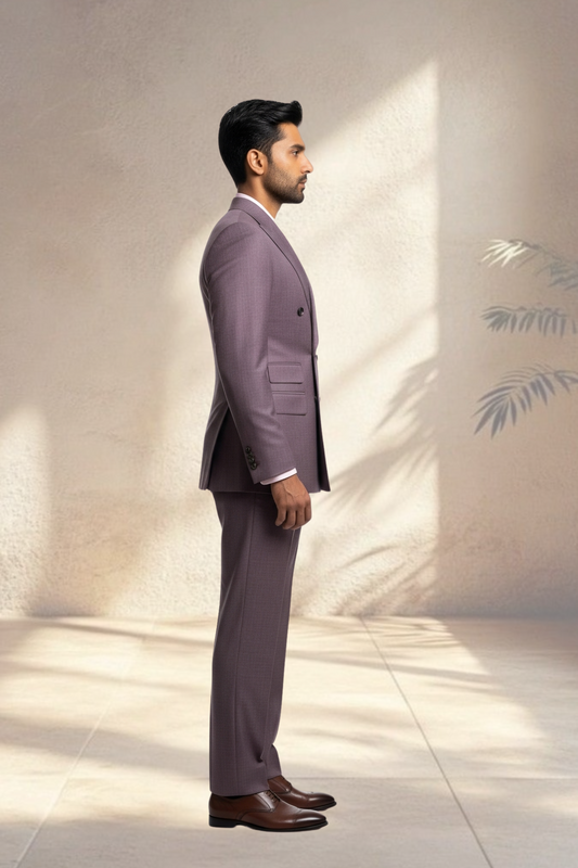 2 Piece Double Breasted  deep mauve-brown Suit