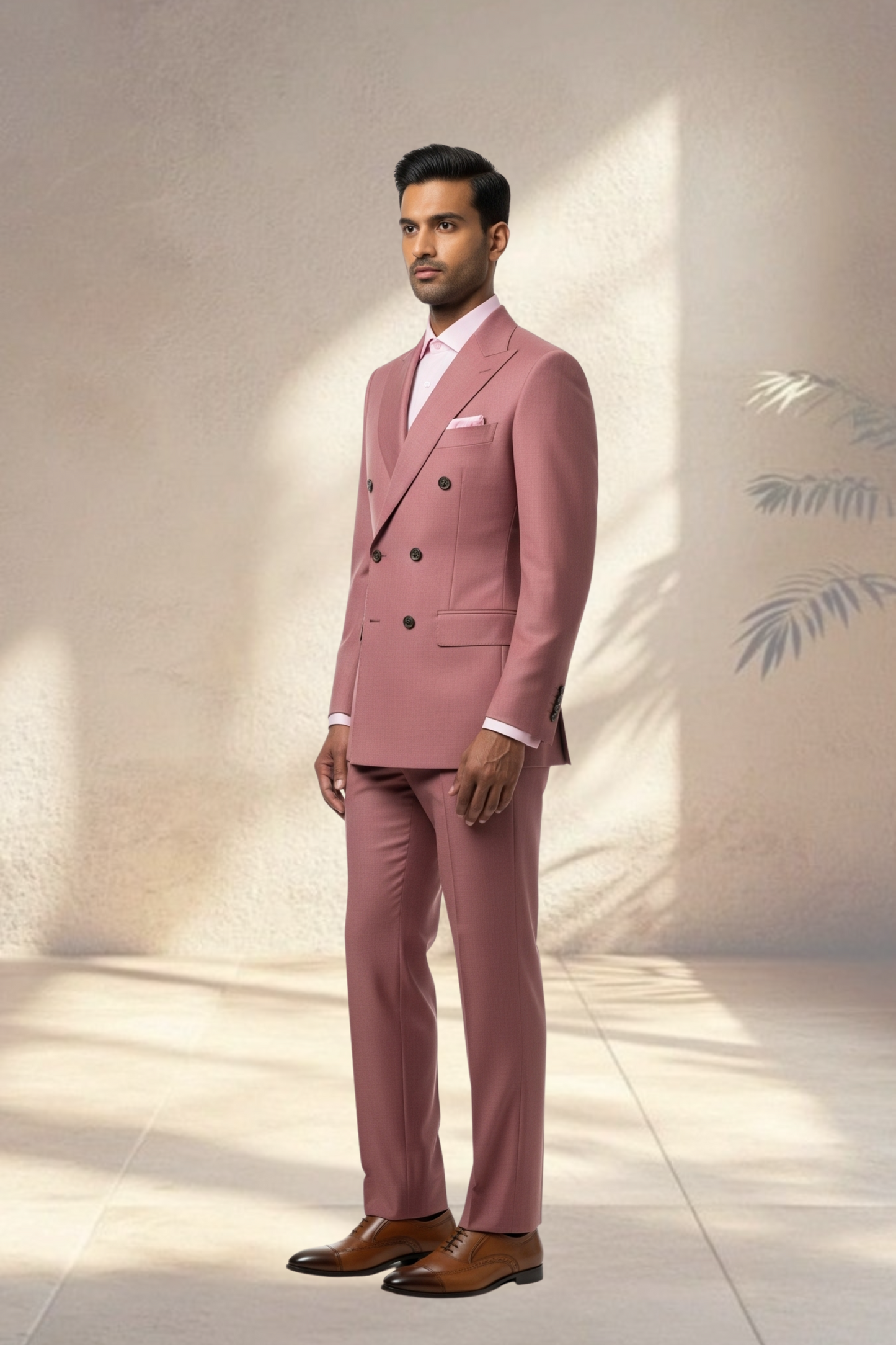 2 piece Rose Beige Double Breasted Suit