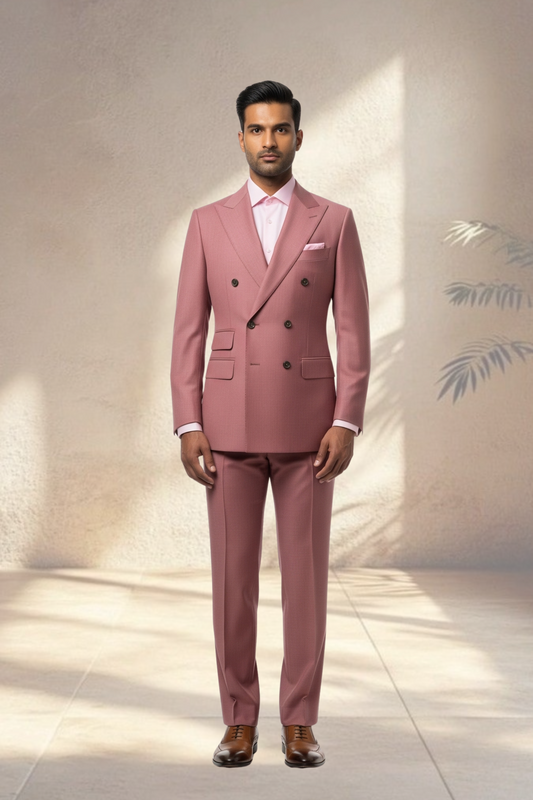 2 piece Rose Beige Double Breasted Suit
