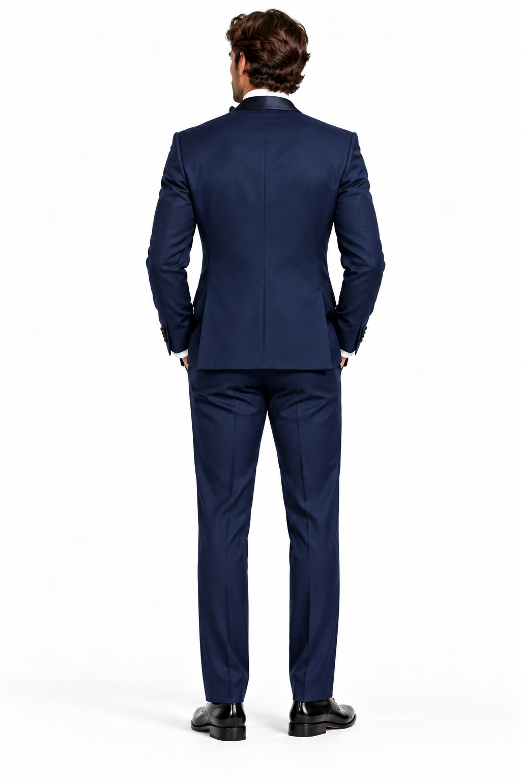 Navy Blue 3-piece tuxedo for men by BluTailor – back view