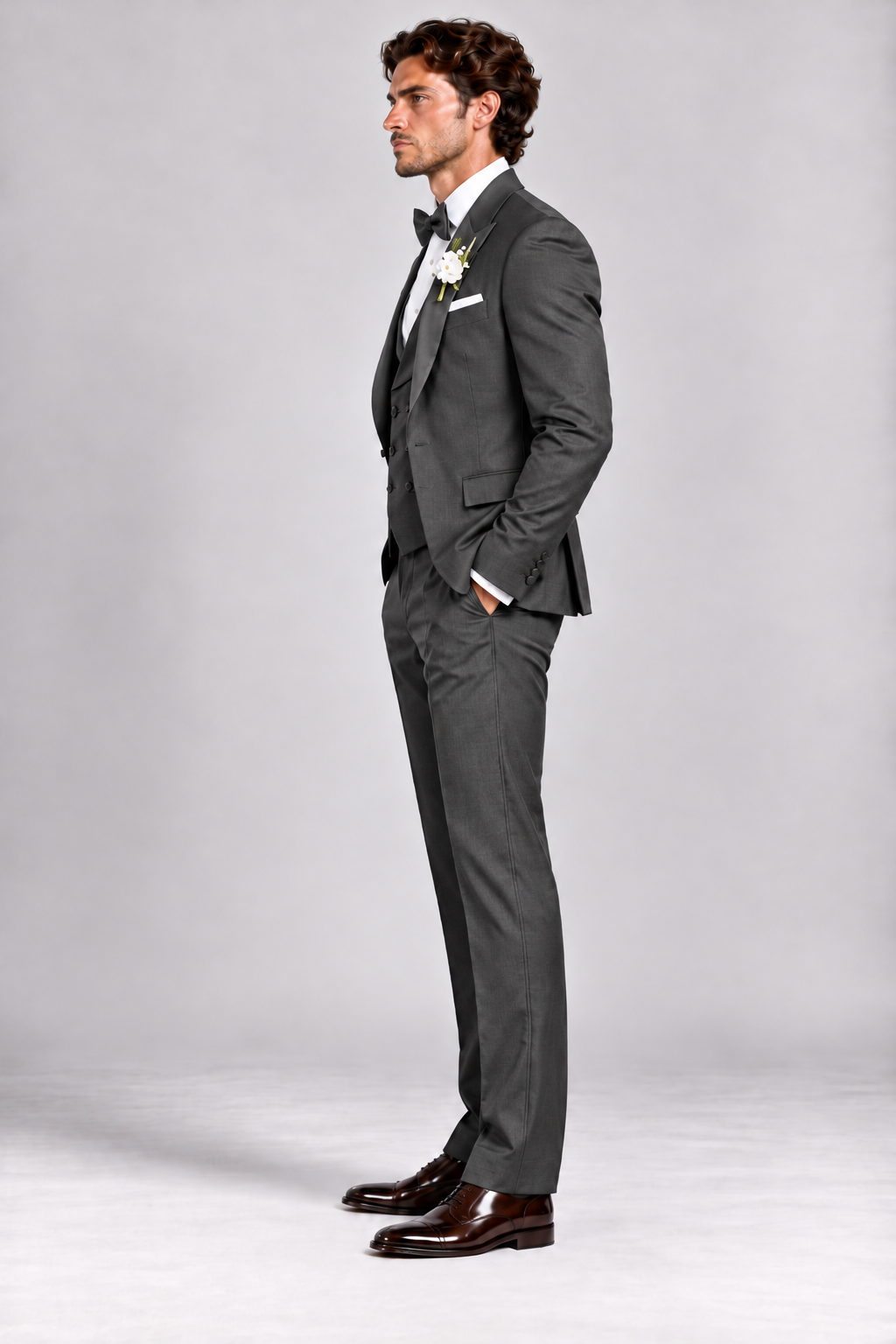 Charcoal Grey 3-piece tuxedo for men by BluTailor – front view