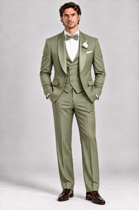 Forest Green 3-piece tuxedo for men by BluTailor – back view