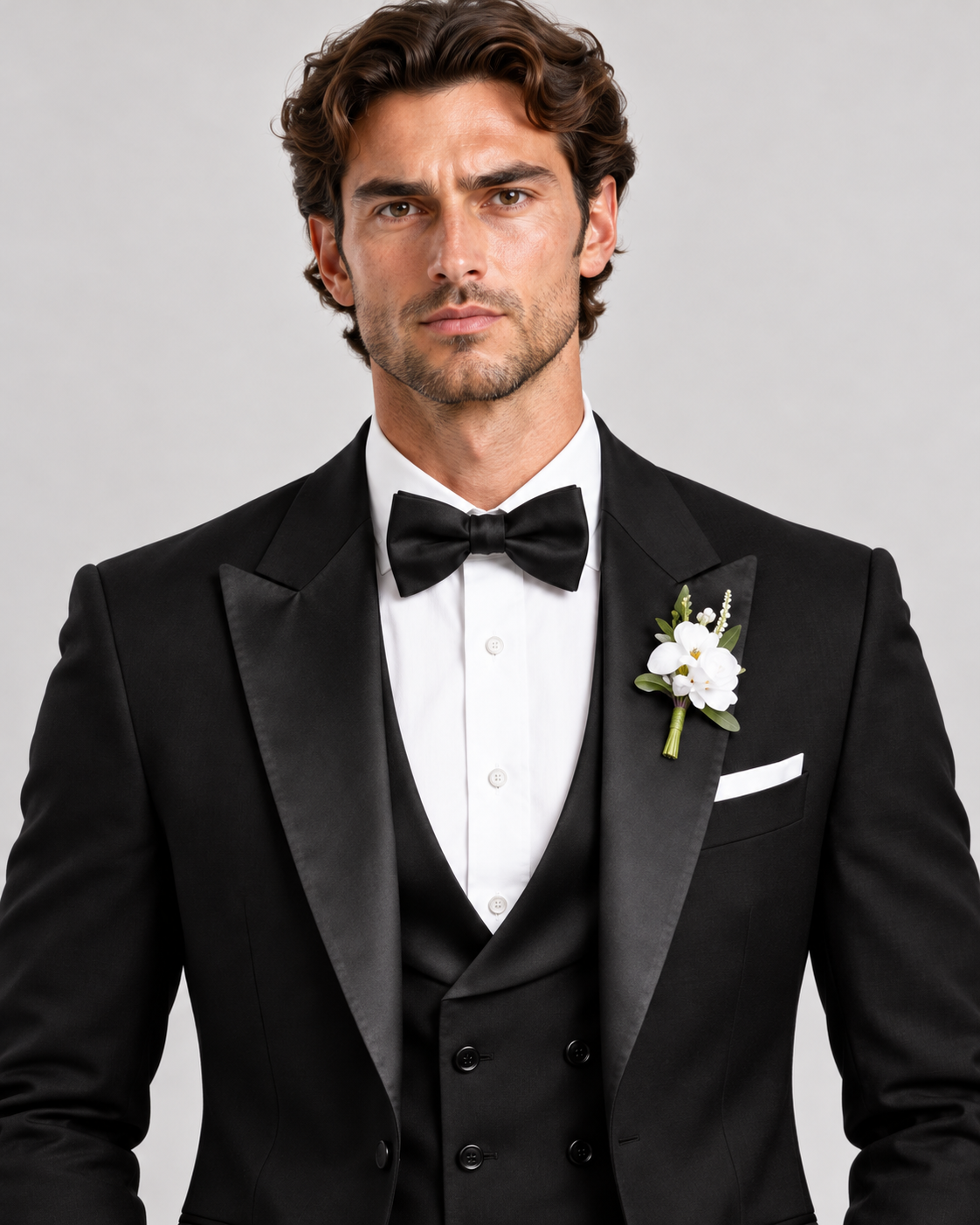 Black 3-piece tuxedo for men by BluTailor – front view
