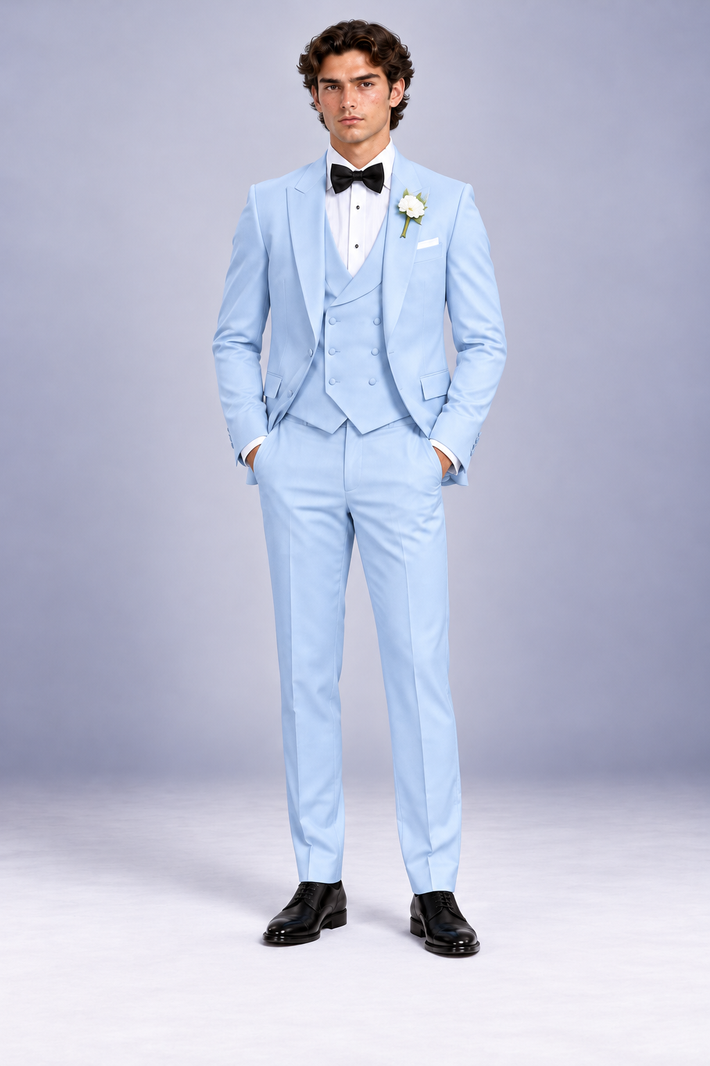 Ice Blue 3-piece tuxedo for men by BluTailor – side view