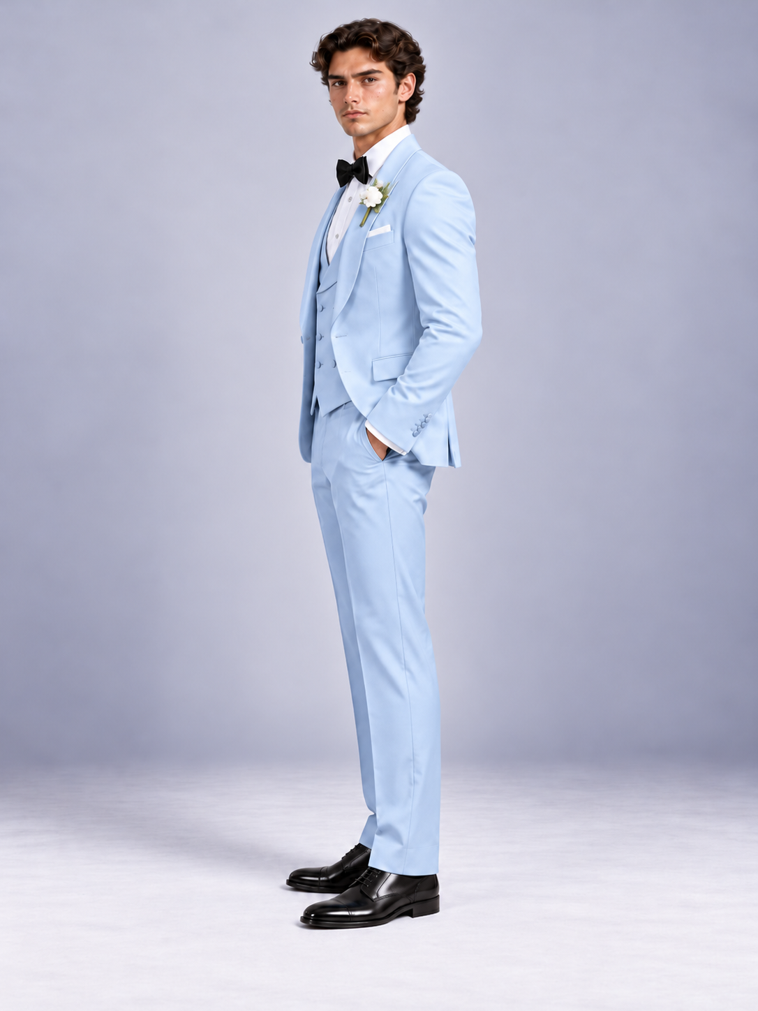 Ice Blue 3-piece tuxedo for men by BluTailor – front view