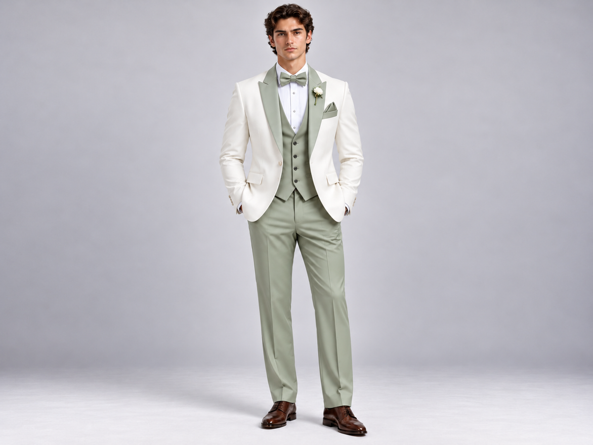 Olive Green 3-piece suit for men by BluTailor – front view