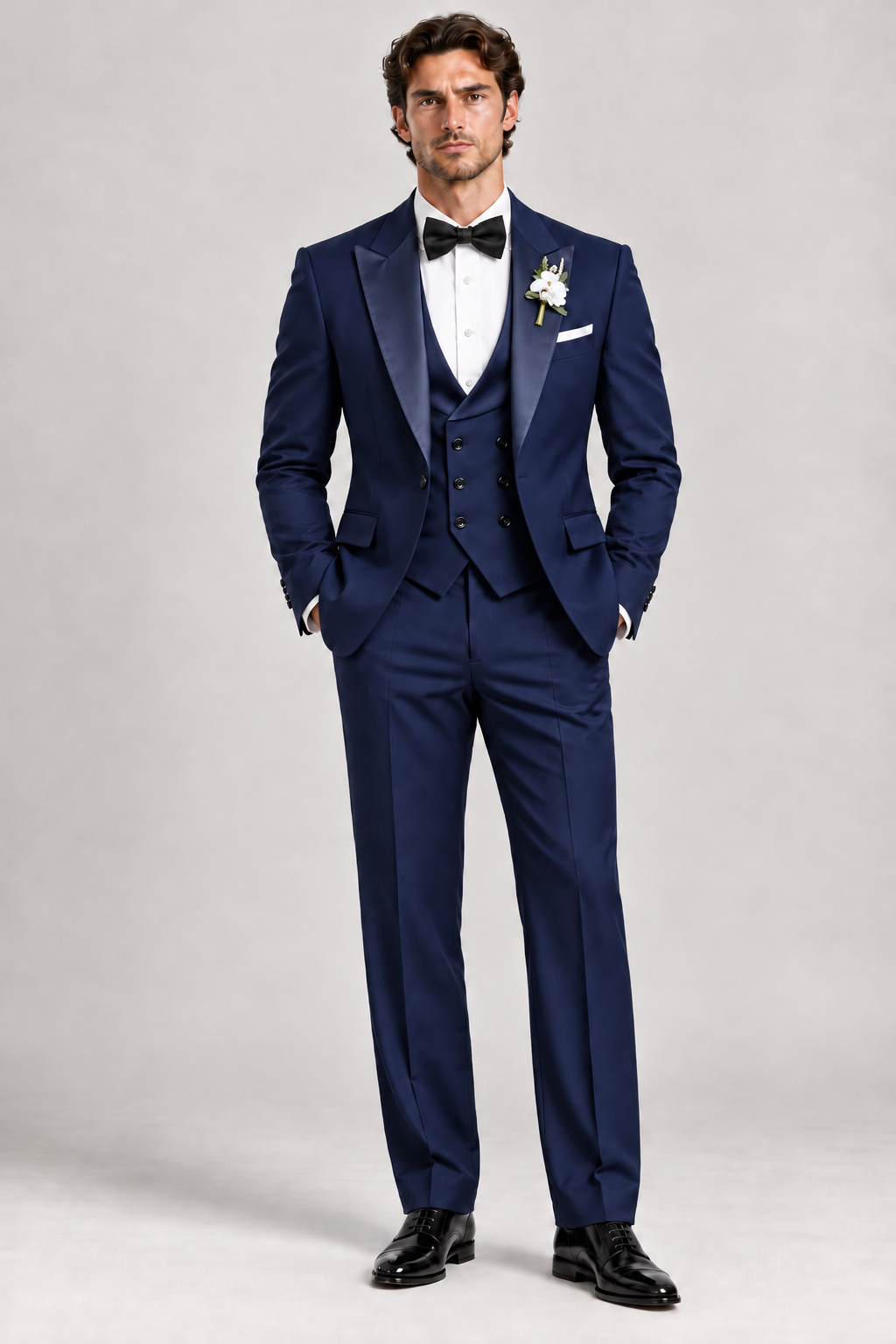 Navy Blue 3-piece tuxedo for men by BluTailor – front view
