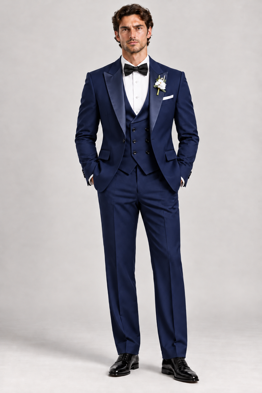 Navy Blue 3-piece tuxedo for men by BluTailor – front view