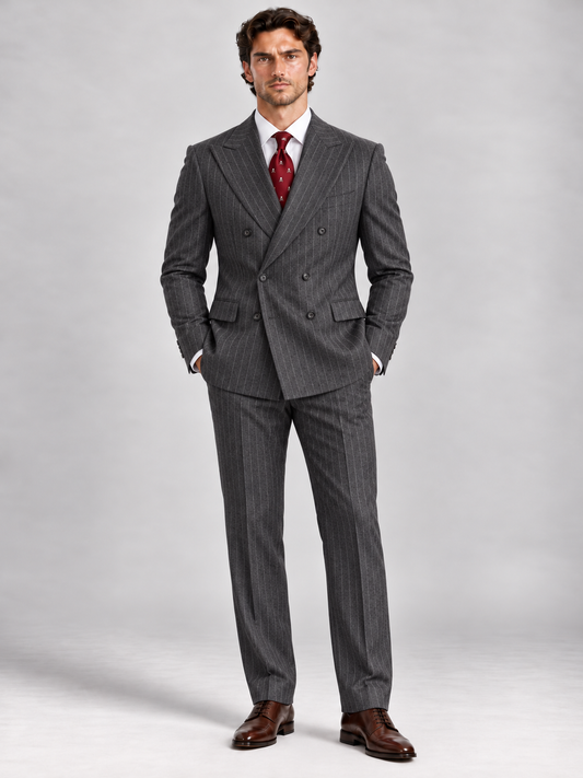 Pinstripe 3-piece suit for men by BluTailor – front view