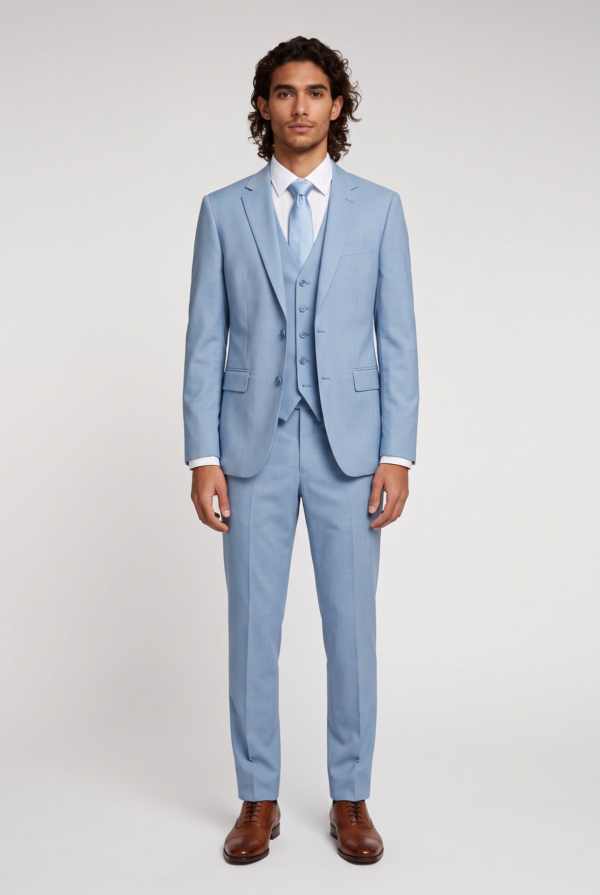 Blutailor Light Blue Merino Wool Wedding Suit for Men | Custom Tailored Groom Suit
