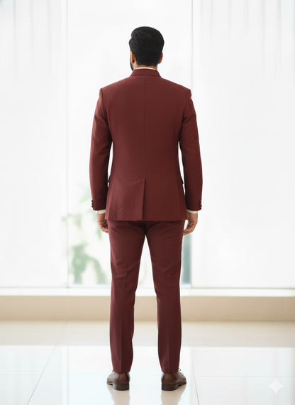 Blutailor Premium Wool Crepe Monarch Shacket in Vintage Wine